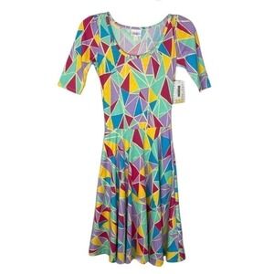 LULAROE Colorful Geometric Nicole Dress XXS